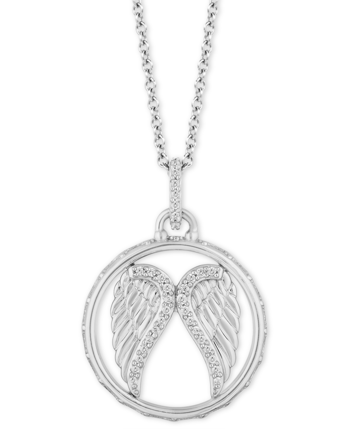 Hallmark Diamonds Tokens by Hallmark Diamonds Angel Wing Blessings pendant (1/10 ct. t.w.) in Sterling Silver, 16" + 2" extender