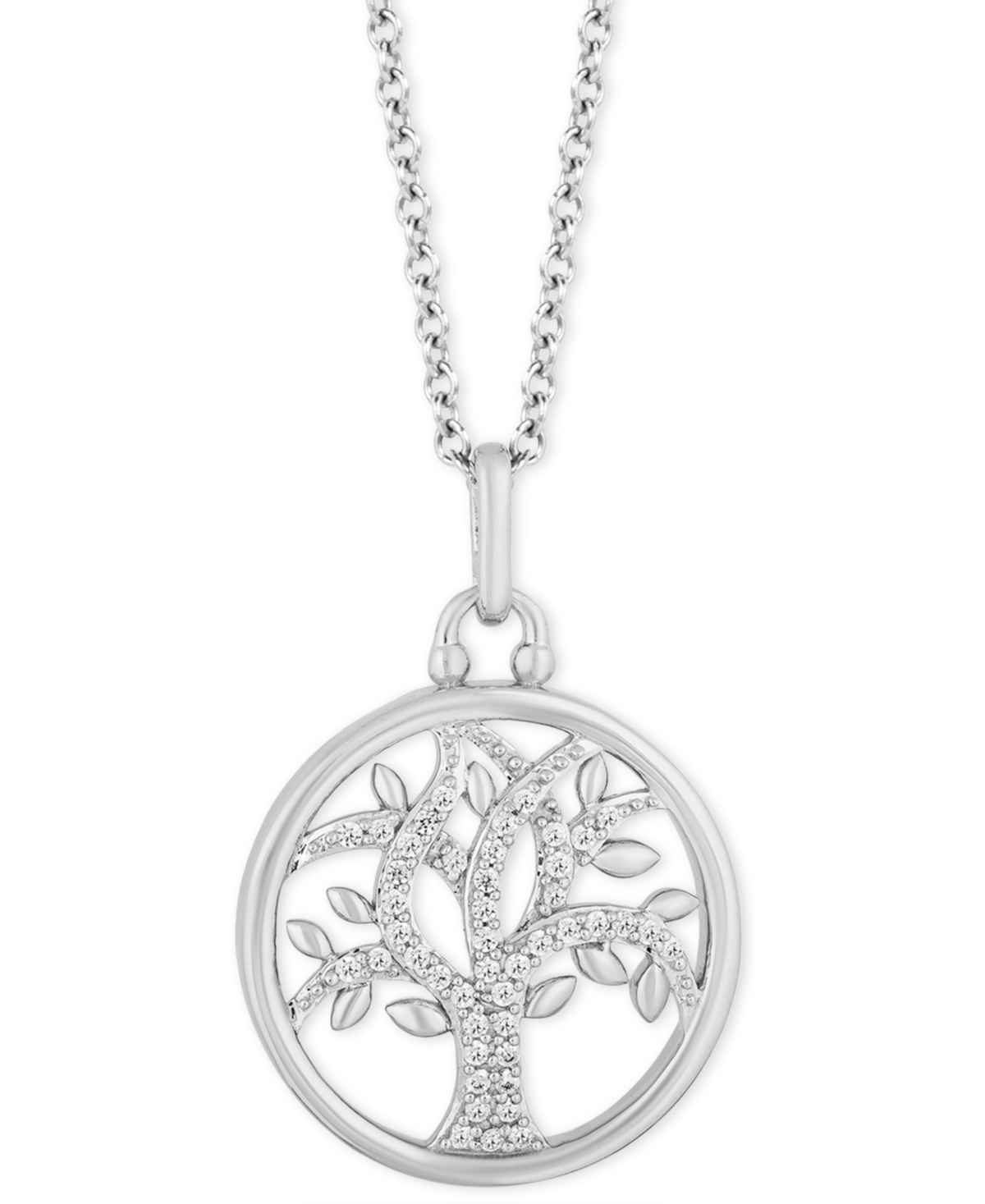 Hallmark Diamonds Tokens by Hallmark Diamonds Family Tree Strength pendant (1/6 ct. t.w.) in Sterling Silver, 16" + 2" extender