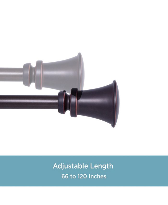 Kenney - Nile 3/4" Standard Decorative Window Curtain Rod 66-120" Bronze