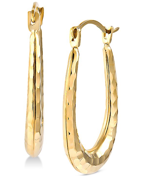 Macy's Hammered Oval Hoop Earrings in 14k Gold & Reviews Earrings