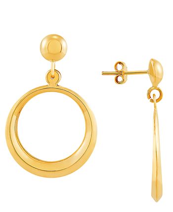 Macy's - Polished Drop Hoop Earrings in 14k Gold