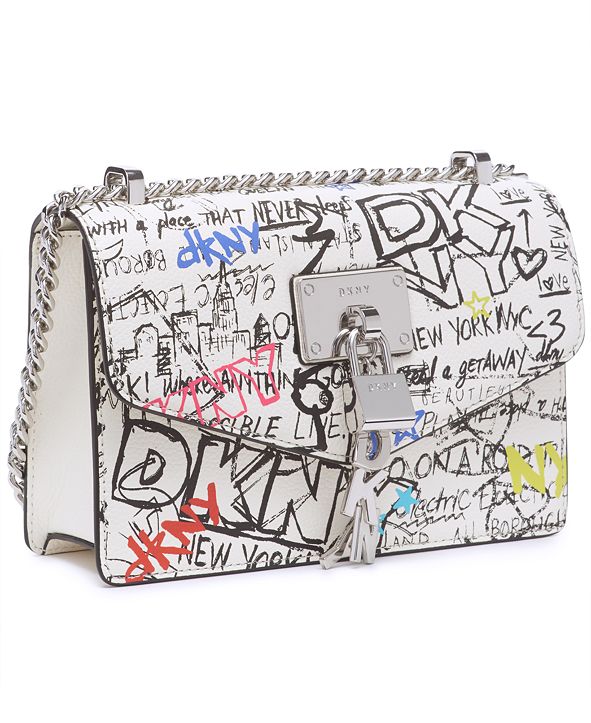DKNY Elissa SM Shoulder Bag In Canapa E Pelle – Borsa A Spalla Con Chiusura A Risvolto, Stile Casual Chic, Per Donna - 6