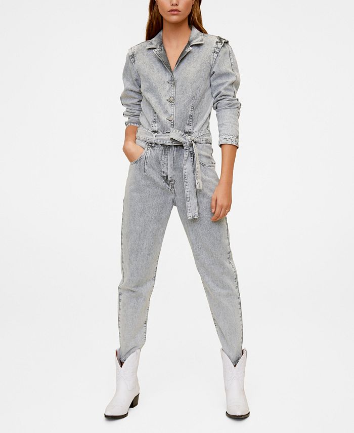 MANGO Flecked Denim Jumpsuit Macy's