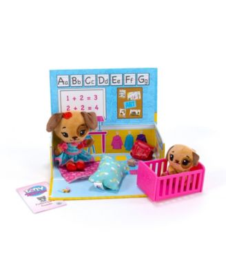Flat River Group Tiny Tukkins Playset Assortment with Plush Stuffed Character, Dog with Patch