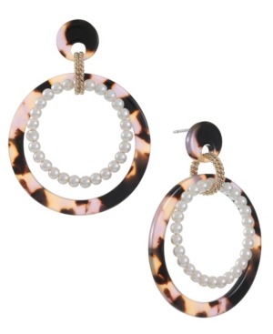 image of Trifari Gold-Tone Hoop Drop Earring
