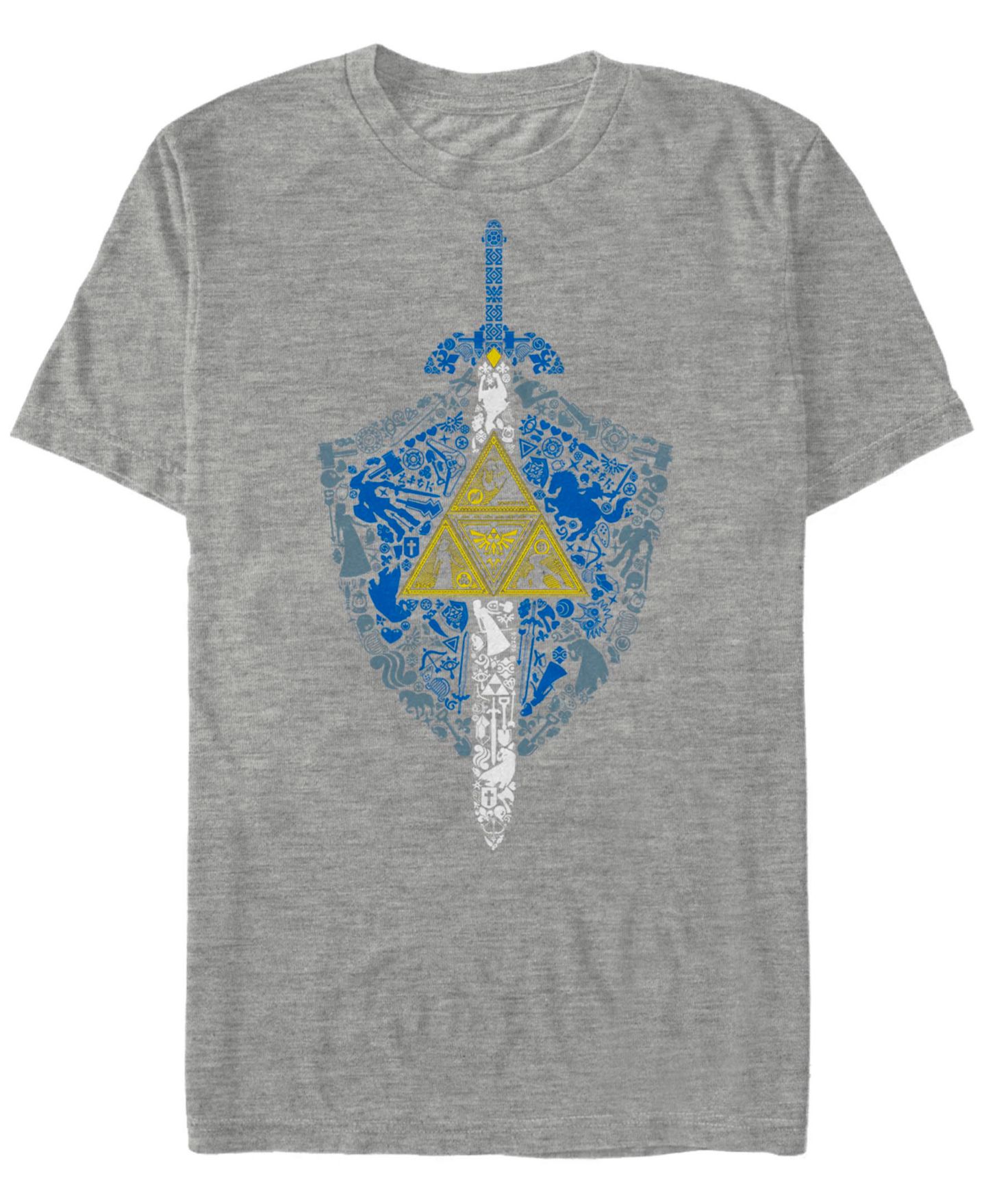 Мужская футболка Fifth Sun Nintendo Zelda Hylian Shield Element Icons Short Sleeve, цвет: Меланжевый серый — фото 1
