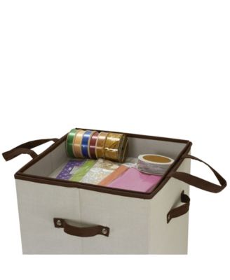 Tall Wrapping Paper Organizer Storage Box with Lift-Out Ribbon Tray