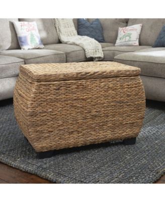 Household Essential Large Curved Wicker Storage Chest with Liner Water Hyacinth