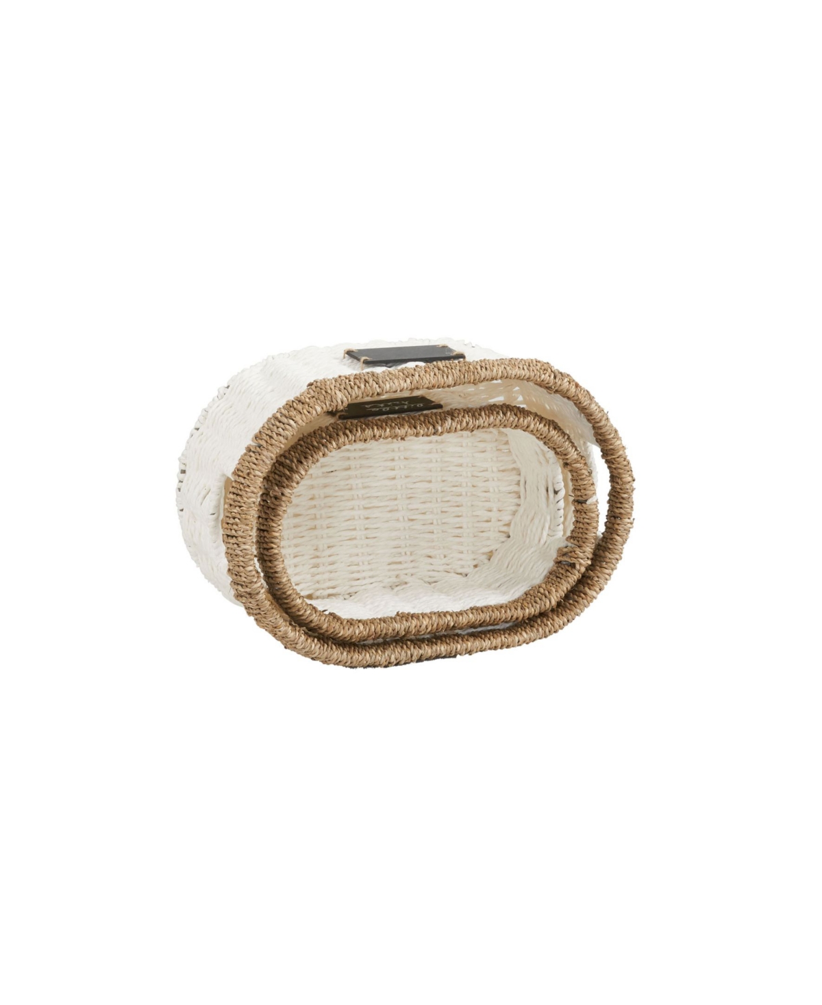 Shop Household Essentials Paper Rope And Sea Grass Oval Basket, Set Of 2 In White Paper Rope,natural Seagrass Trim