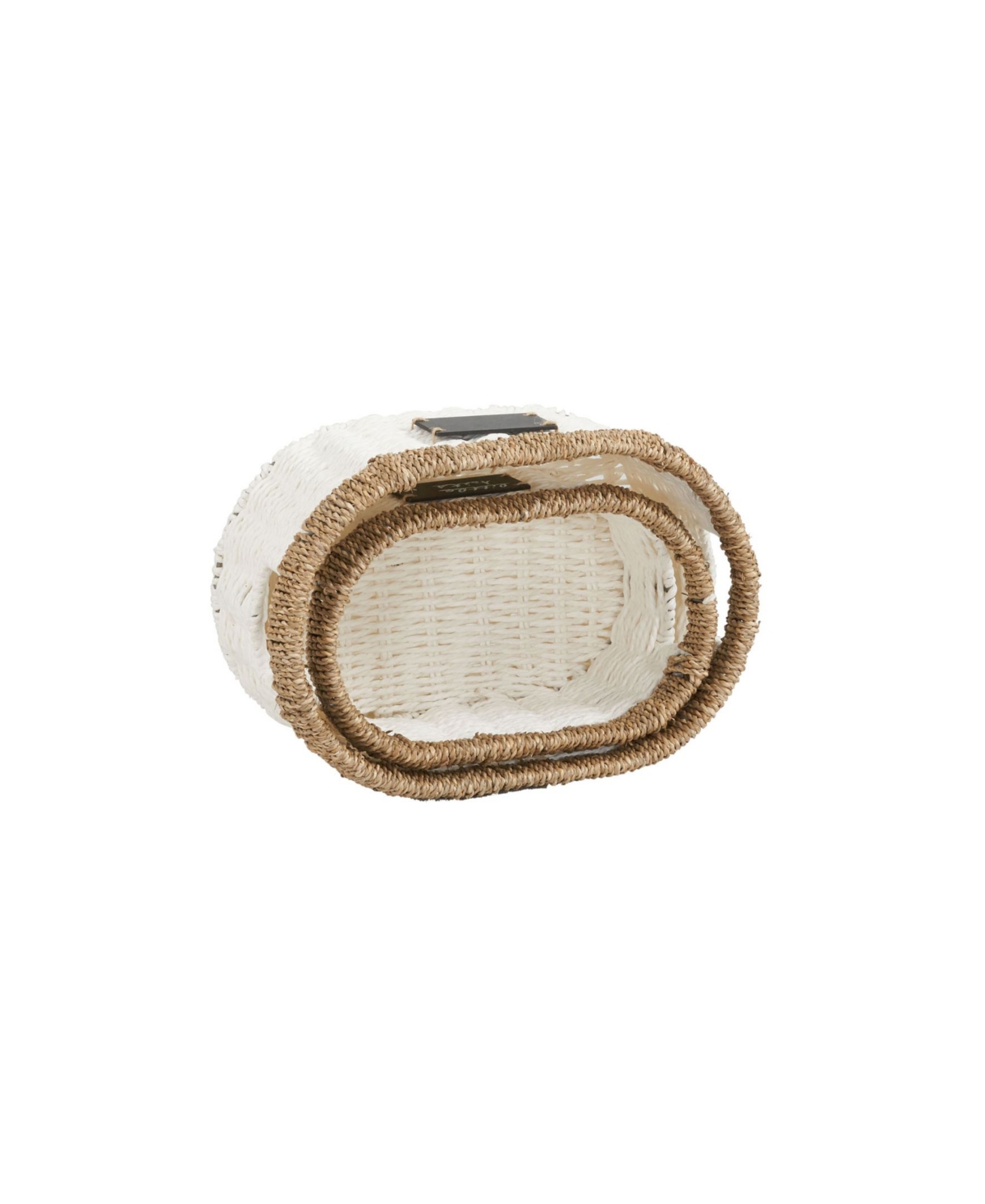 Household Essentials Paper Rope And Sea Grass Oval Basket, Set Of 2 In White Paper Rope,natural Seagrass Trim