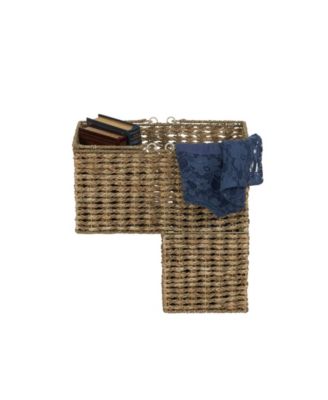 Sea Grass and Corn Husk Stair Step Basket