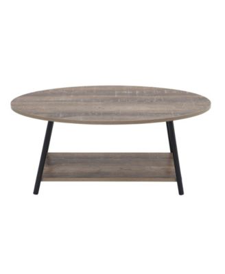 Household Essential Oval Coffee Table 2 Tier With Storage Shelf