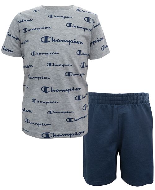 Champion Little Boys 2 Pc Script Logo T Shirt Shorts Set