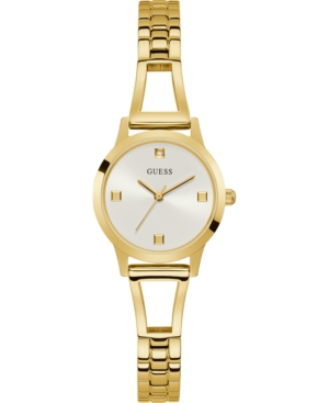 image of Guess Women-s Petite Diamond-Accent Gold-Tone Stainless Steel Bracelet Watch 27mm