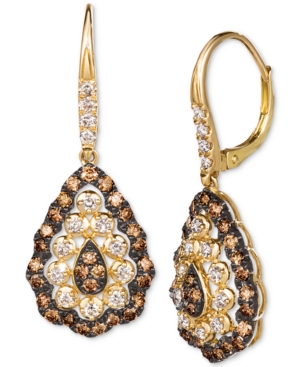 image of Le Vian Chocolate Diamond (7/8 ct. t.w.) & Nude Diamond (1/2 ct. t.w.) Drop Earrings in 14k Gold