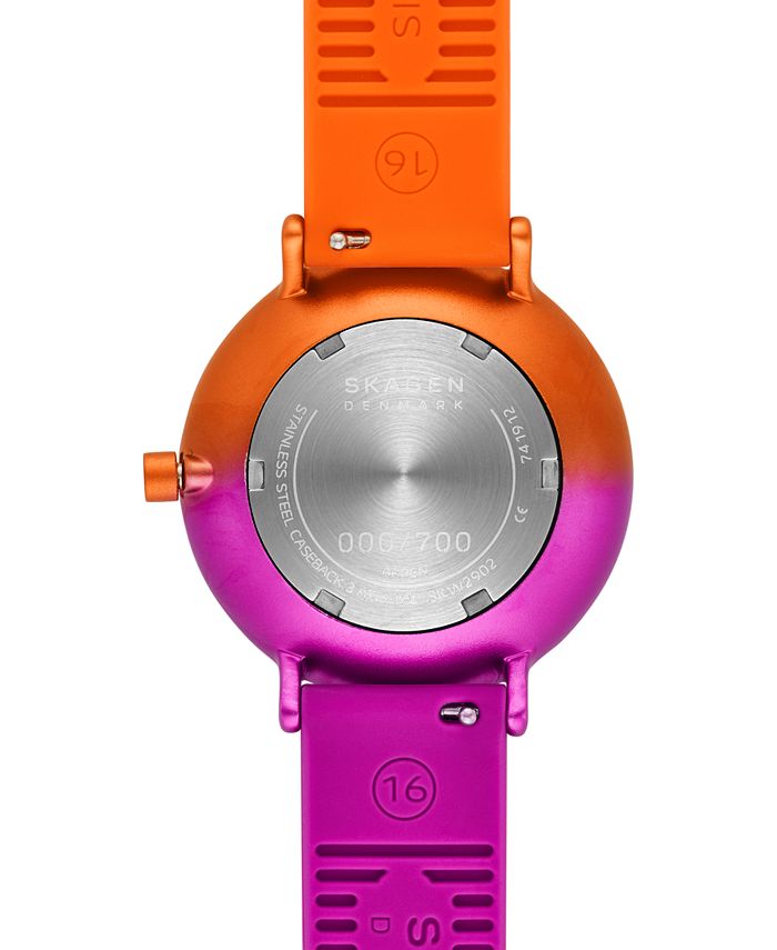Skagen Women s Aaren Kulor Purple Orange Silicone Strap Watch