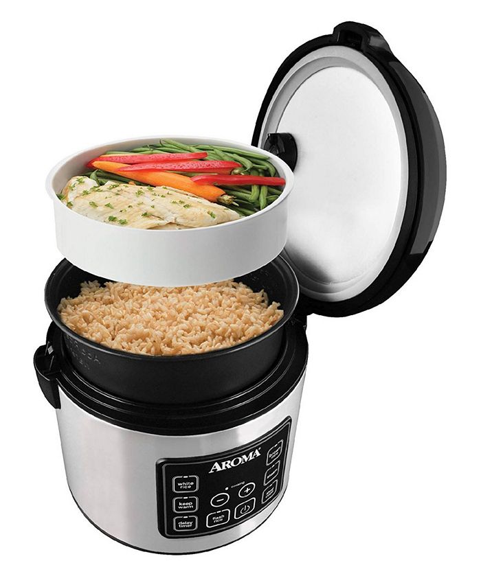 Aroma ARC150SB 20 Cup Cooked Digital CoolTouch Rice Cooker, Food Steamer and Slow Cooker Macy's