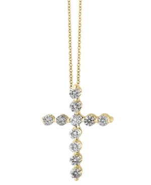 image of Effy Diamond Cross Pendant Necklace (1/2 ct. t.w.) in 14k Gold, 16