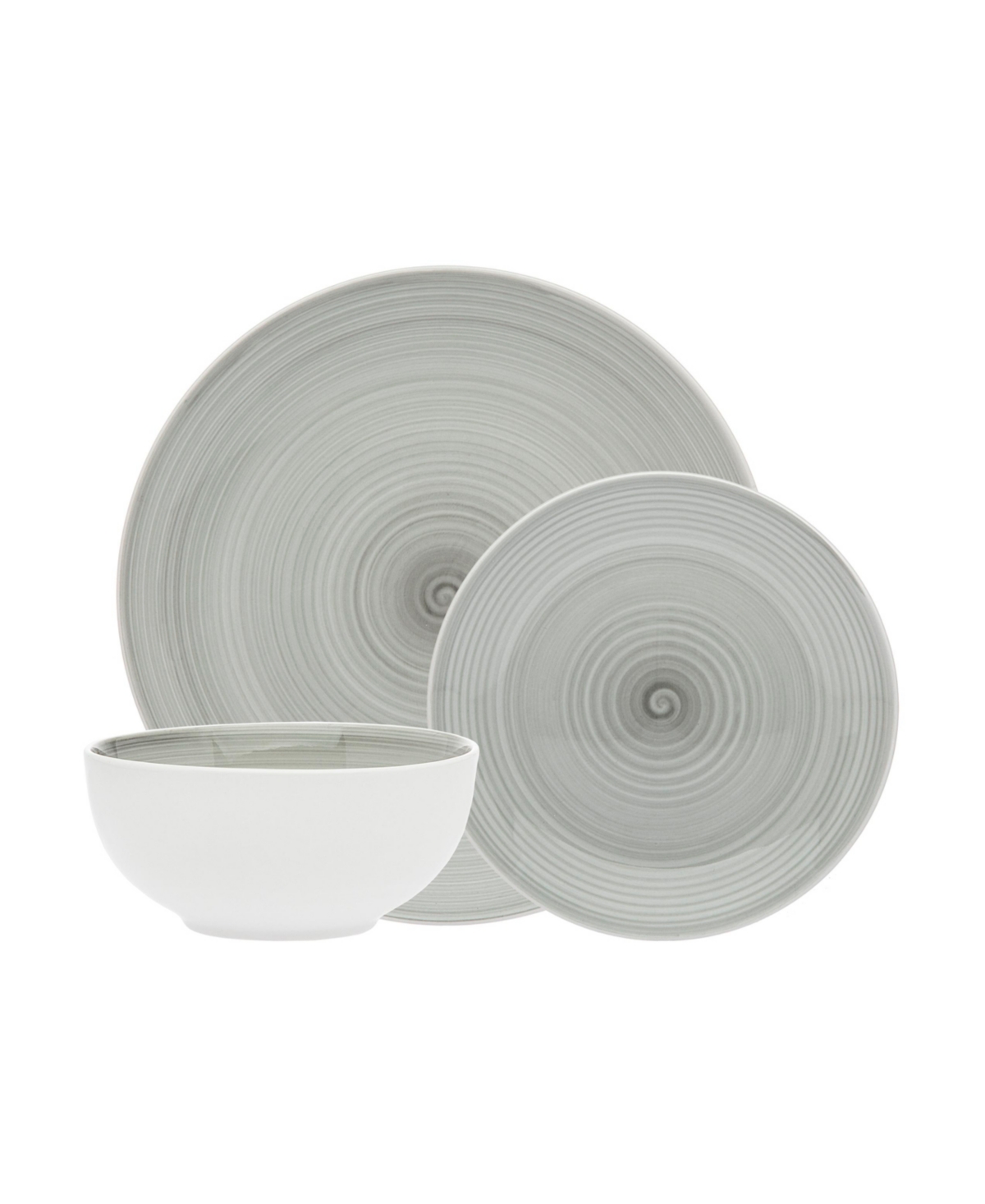 Spiral Grey 12-pc Porcelain Dinnerware Set - Grey