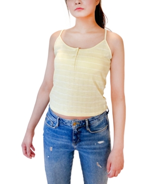 image of Hippie Rose Juniors- Henley Striped Tank Top