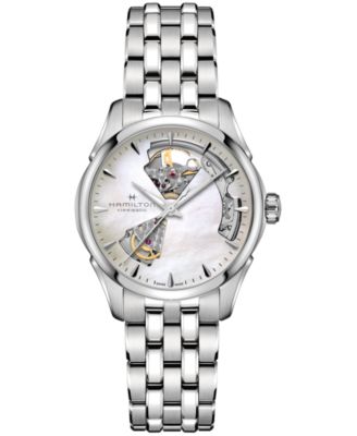 Hamilton - Women's Swiss Automatic Jazzmaster Open Heart Stainless Steel Bracelet Watch 36mm