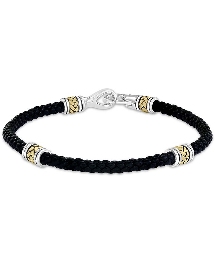 Effy Men's 14K Yellow Gold and Leather Bracelet