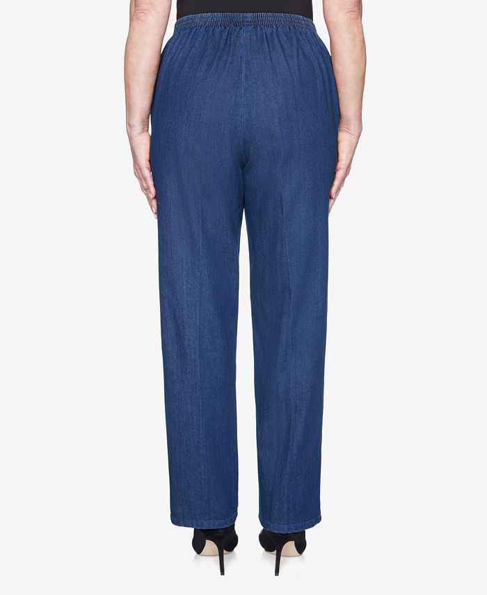 Alfred Dunner Pull On Back Elastic Proportioned Denim Jean Pant - Macy's