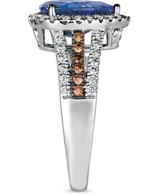 Blueberry Tanzanite (2 ct. t.w.) & Diamond (5/8 ct. t.w.) Ring in 14k White Gold (Also available in 14K Rose Gold and 14K Gold)