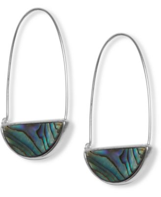 Lucky Brand - Silver-Tone Abalone Semi-Circle Hoop Earrings