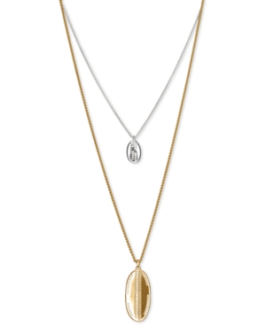 image of Lucky Brand Two-Tone Convertible Layered Openwork Pendant Necklace, 23
