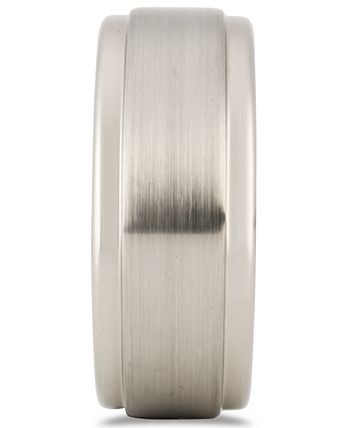 Macy's - Men's Satin Finish Step Edge Band in Tantalum