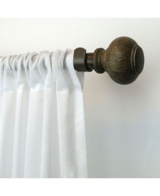 Elrene Home Fashions Rhinebeck Rustic Faux Wood 1" Diameter Adjustable Curtain Rod Set with Round Finials