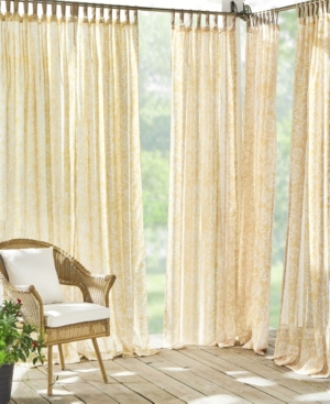 Elrene Verena Sheer Floral 52" X 108" Indoor/outdoor Tab Top Curtain Panel In Marigold