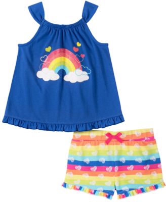 Kids Headquarters - Little Girls 2-Pc. Rainbow Tunic & Heart-Print Shorts Set