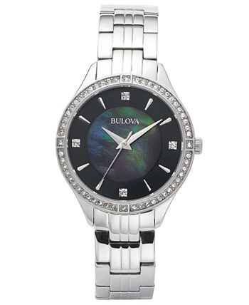 Bulova Women s Crystal Stainless Steel Bracelet Watch 32mm