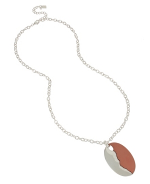 image of Robert Lee Morris Soho Two-Tone Oval Reversible Pendant Long Necklace, 28