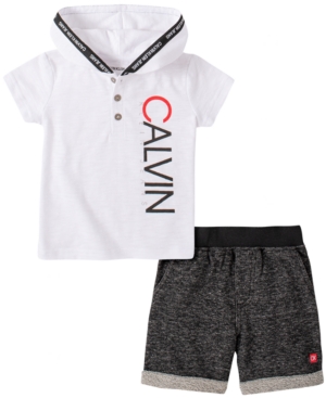 Calvin Klein Baby Boys 2-Pc Hooded Top & Shorts Set