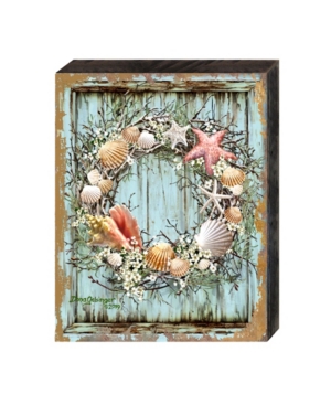 Designocracy Christmas Coastal Wreath by Dona Gelsinger Wooden Block
