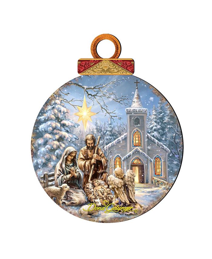 Nativity Ball Wooden Ornaments by Gelsinger | Nativity Holiday Decor - 8023852