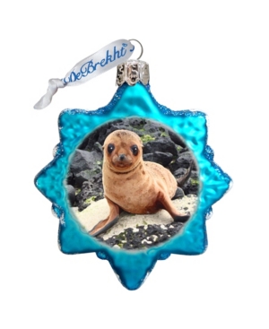 G.debrekht Baby Seal Hand Painted Glass Ornament In Multi