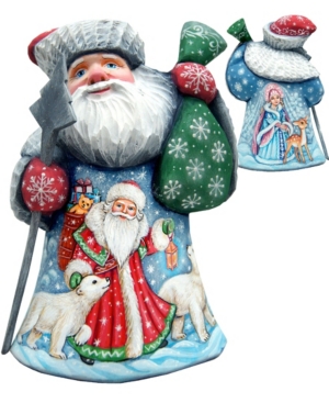 GDeBrekht Woodcarved Hand Painted Mrs and Mr Santa Figurine