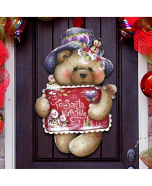 Designocracy Jamie Mills Price Christmas To Santa With Love Wooden Decorative Door Hanger In Multi