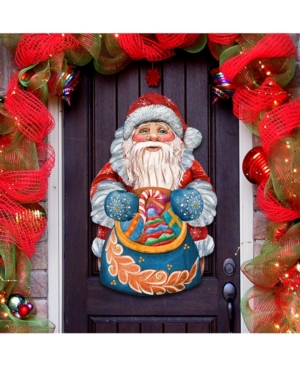 Designocracy Birdie Santa Christmas Door Hanger In Multi