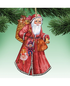 Designocracy Saint Nick Wooden Christmas Ornament Set of 2