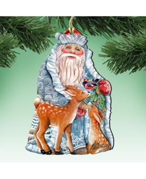 Designocracy Winter Treasure Wooden Christmas Ornament Set of 2
