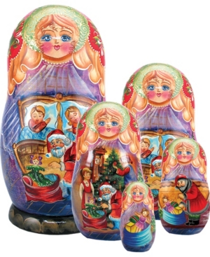 G.debrekht Kids'  5 Piece Night Before Christmas Russian Matryoshka Nested Doll Set In Multi