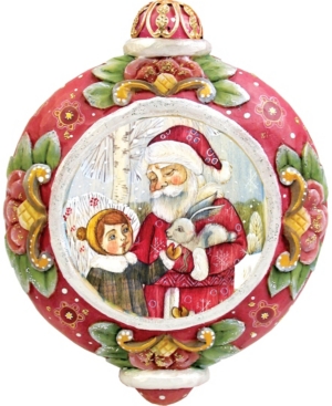 G.debrekht Hand Painted Santa With Boy Scenic Ornament In Multi
