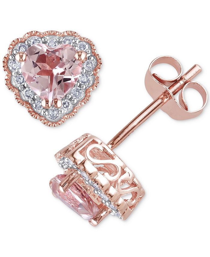 Macy s Morganite 1 ct. t.w. Diamond 1 10 ct. t.w. Heart Stud