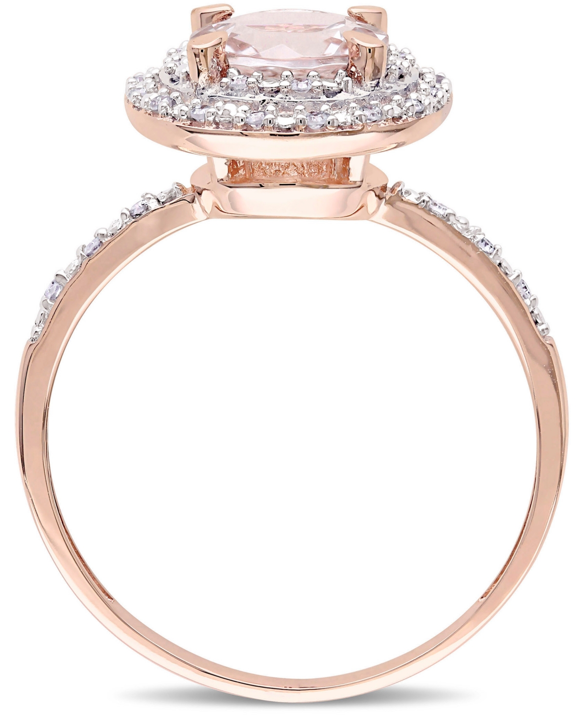 (1-1/6 ct. t.w.) & Diamond (1/10 ct. t.w.) Double Halo Ring in 10k Rose Gold - Morganite