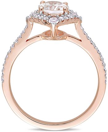 Macy's - Morganite (1-1/7 ct. t.w.), White Sapphire (1/5 ct. t.w.) & Diamond (1/4 ct. t.w.) Ring in 14k Rose Gold
